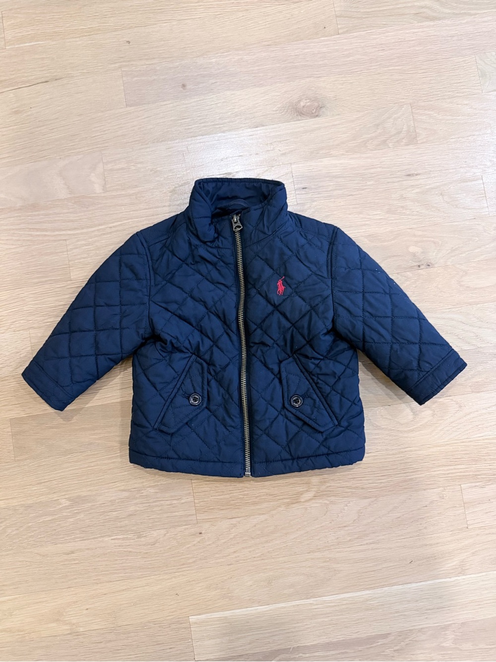 Ralph Lauren Navy Quilted Puffer Jacket with Red Pony